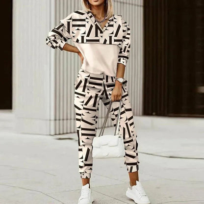 Adira | Women's Casual Patterned Zip-Neck Loungewear Tracksuit
