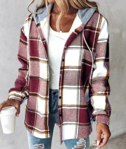 Bronwen | Women's Hooded Plaid Check Flannel Overshirt