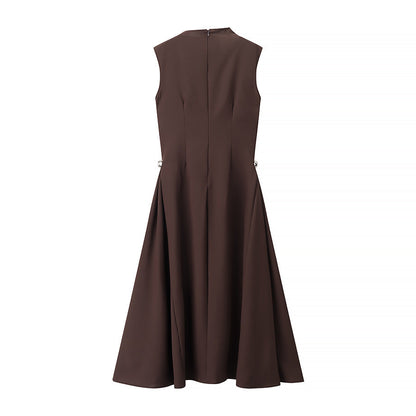 Grace | Sleeveless Flared A-Line Midi Wedding Guest Dress