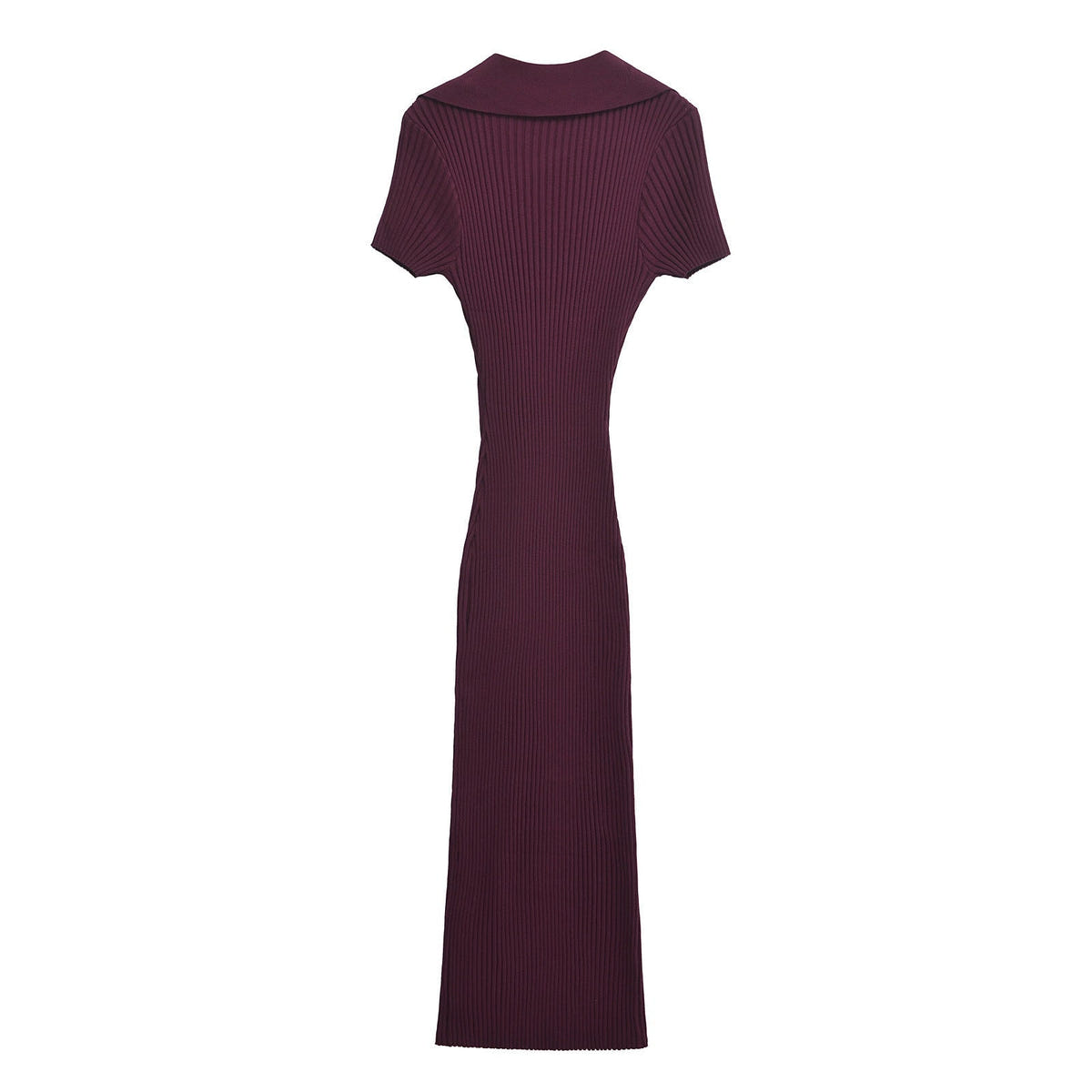 Harper | Ribbed Knit Polo Neck Slim Fit Midi Dress