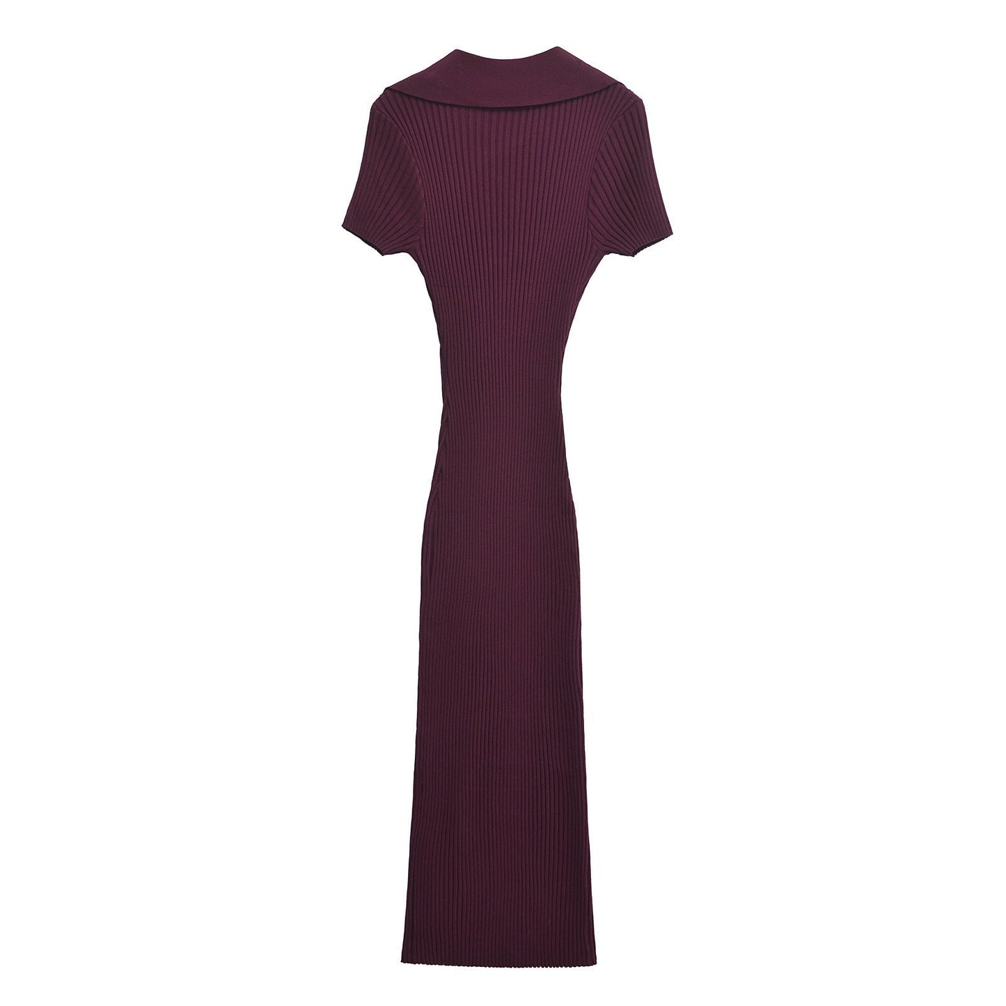 Harper | Ribbed Knit Polo Neck Slim Fit Midi Dress