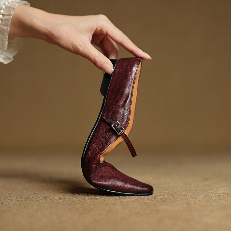 Faye | Women's Pointed Toe Ankle Strap Buckle Flat Mule