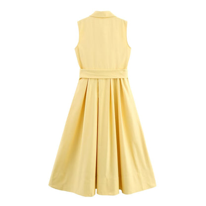 Anne | Sleeveless Pleated Waist Midi Wedding Guest Dress