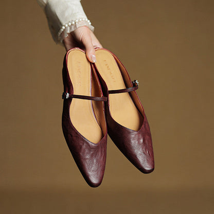 Faye | Women's Pointed Toe Ankle Strap Buckle Flat Mule