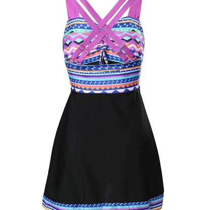 Gladys | Tankini Set Geometric Print Skirted Shorts Ruched Bust
