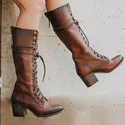 Fenwick | Women's Lace-Up Knee-High Heeled Boot