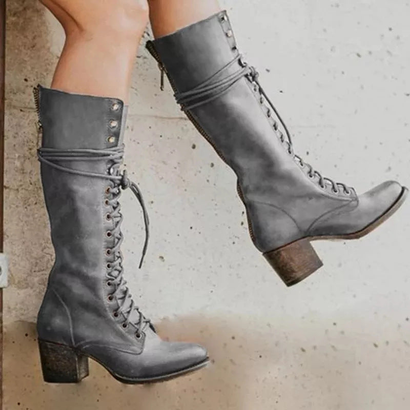 Fenwick | Women's Lace-Up Knee-High Heeled Boot