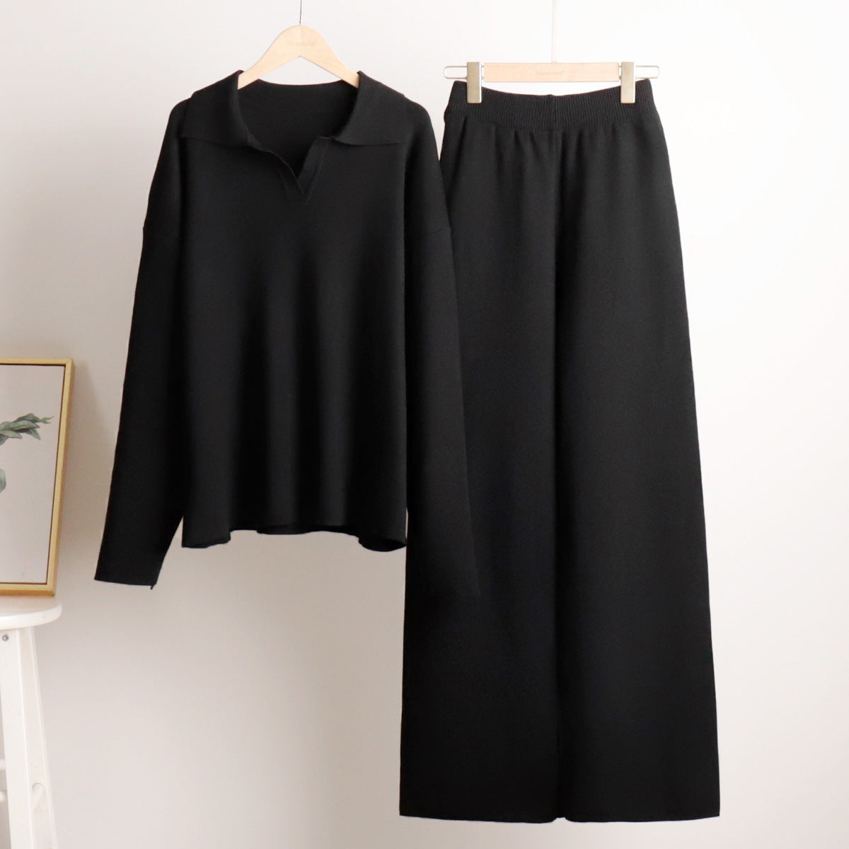 Thea | Women's Loungewear Oversized Polo Sweater and Wide Leg Trouser Set