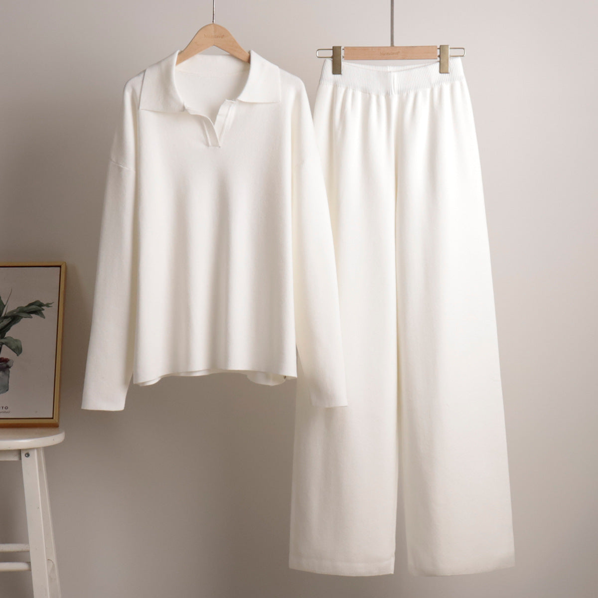 Thea | Women's Loungewear Oversized Polo Sweater and Wide Leg Trouser Set