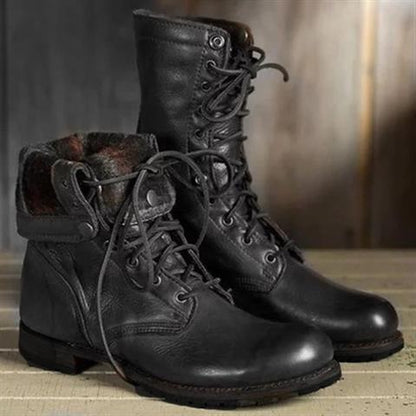 Harper | Women's Lace-Up Leather Combat Ankle Boot