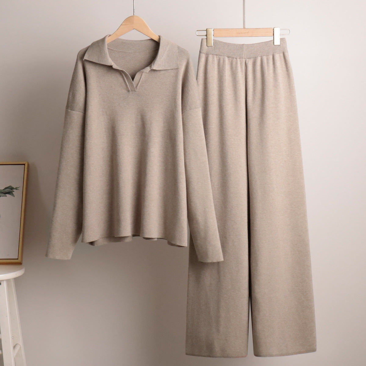 Thea | Women's Loungewear Oversized Polo Sweater and Wide Leg Trouser Set