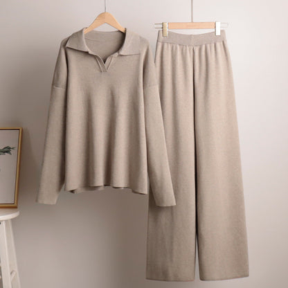 Thea | Women's Loungewear Oversized Polo Sweater and Wide Leg Trouser Set