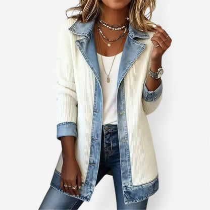 Rosalind Vega | Women's Denim Contrast Layered Collar Jacket