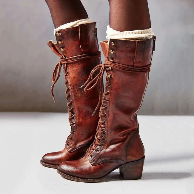 Fenwick | Women's Lace-Up Knee-High Heeled Boot