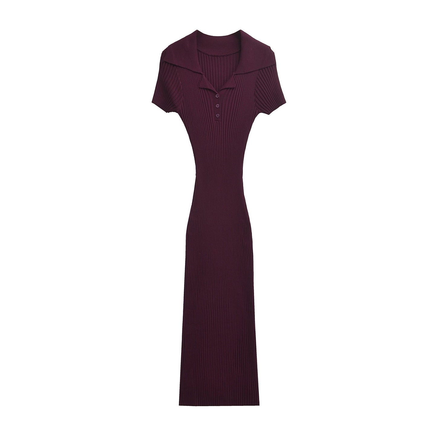 Harper | Ribbed Knit Polo Neck Slim Fit Midi Dress