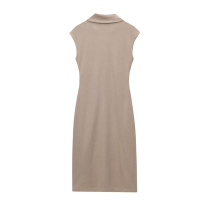 Paige | Tailored Sleeveless Button Detail Midi Dress