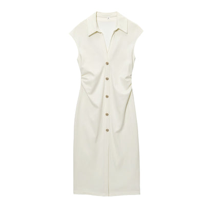Paige | Tailored Sleeveless Button Detail Midi Dress