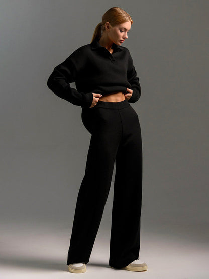 Thea | Women's Loungewear Oversized Polo Sweater and Wide Leg Trouser Set
