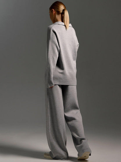 Thea | Women's Loungewear Oversized Polo Sweater and Wide Leg Trouser Set