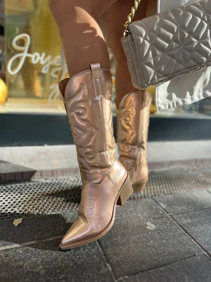Delphie | Women's Metallic Embroidered Western Cowboy Boot