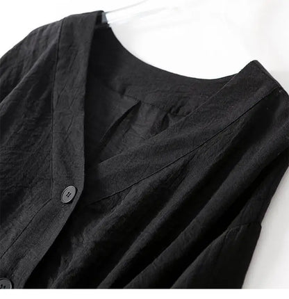 Eliana | Cropped Linen Blend V Neck Single Button Puff Sleeve Blouse