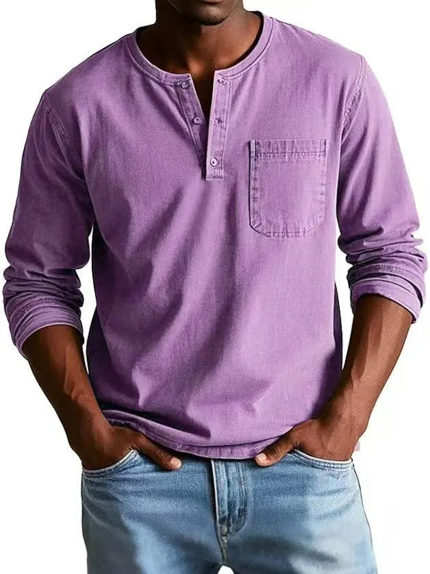 Rowan | Men's Vintage Washed Long Sleeve Henley Shirt