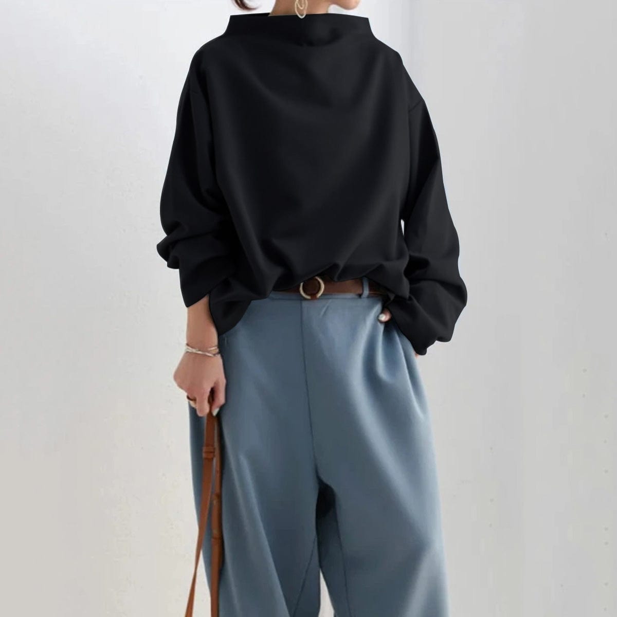 Wexley | Women's High-Neck Soft Knit Long Sleeve Top
