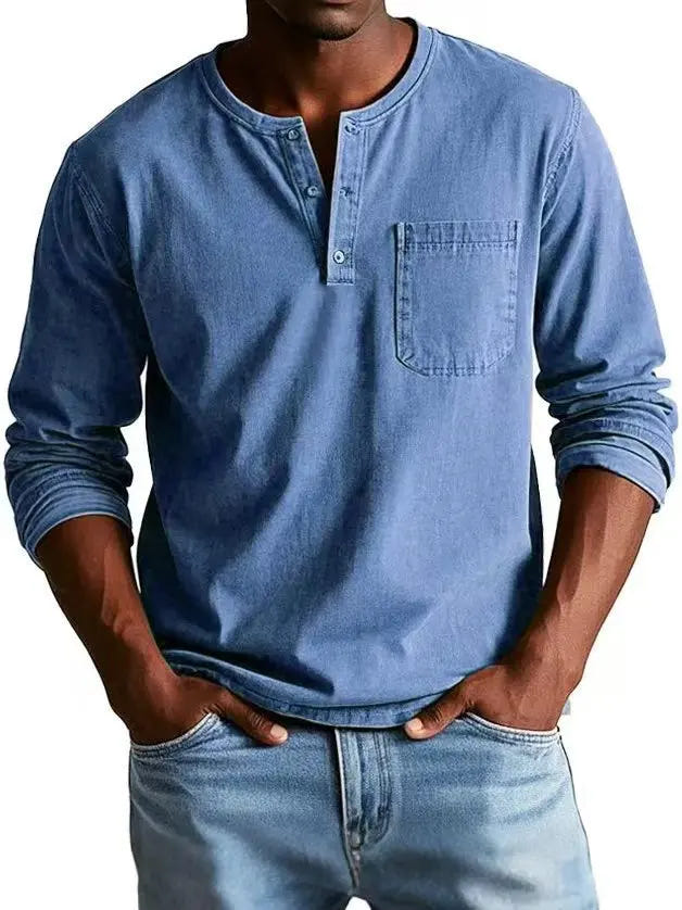 Rowan | Men's Vintage Washed Long Sleeve Henley Shirt