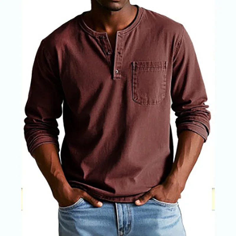 Rowan | Men's Vintage Washed Long Sleeve Henley Shirt