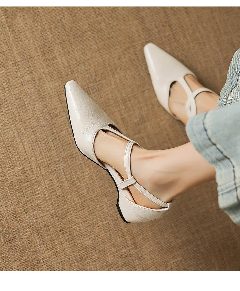 Lucienne | Women's Pointed Toe Crossover Strap Block Heel