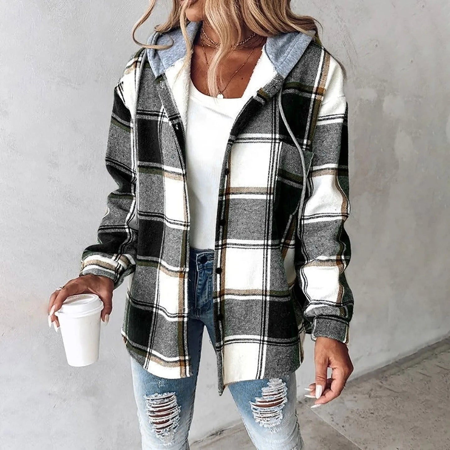 Bronwen | Women's Hooded Plaid Check Flannel Overshirt