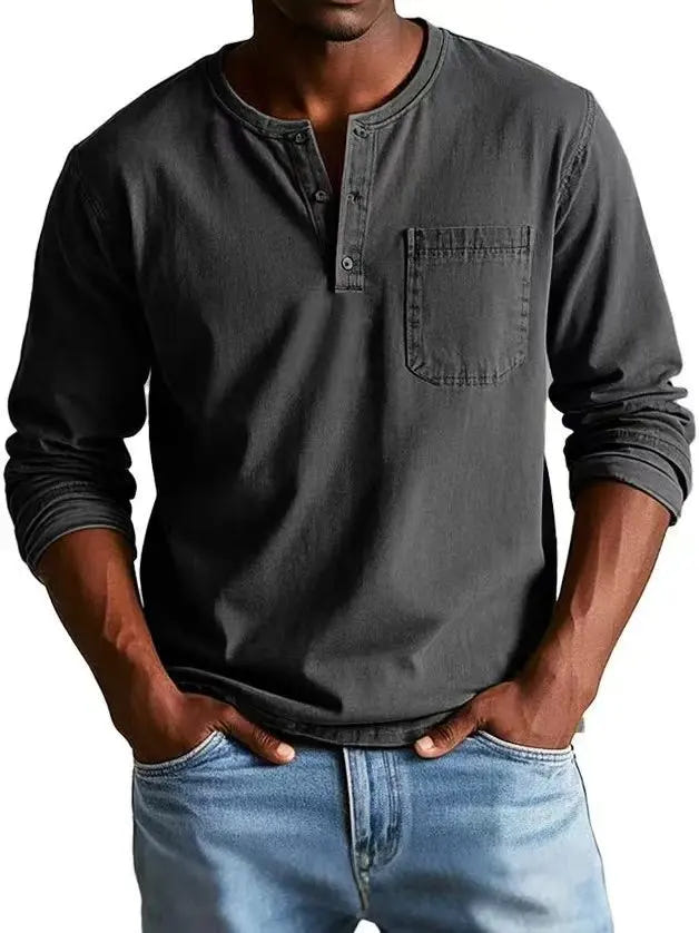 Rowan | Men's Vintage Washed Long Sleeve Henley Shirt