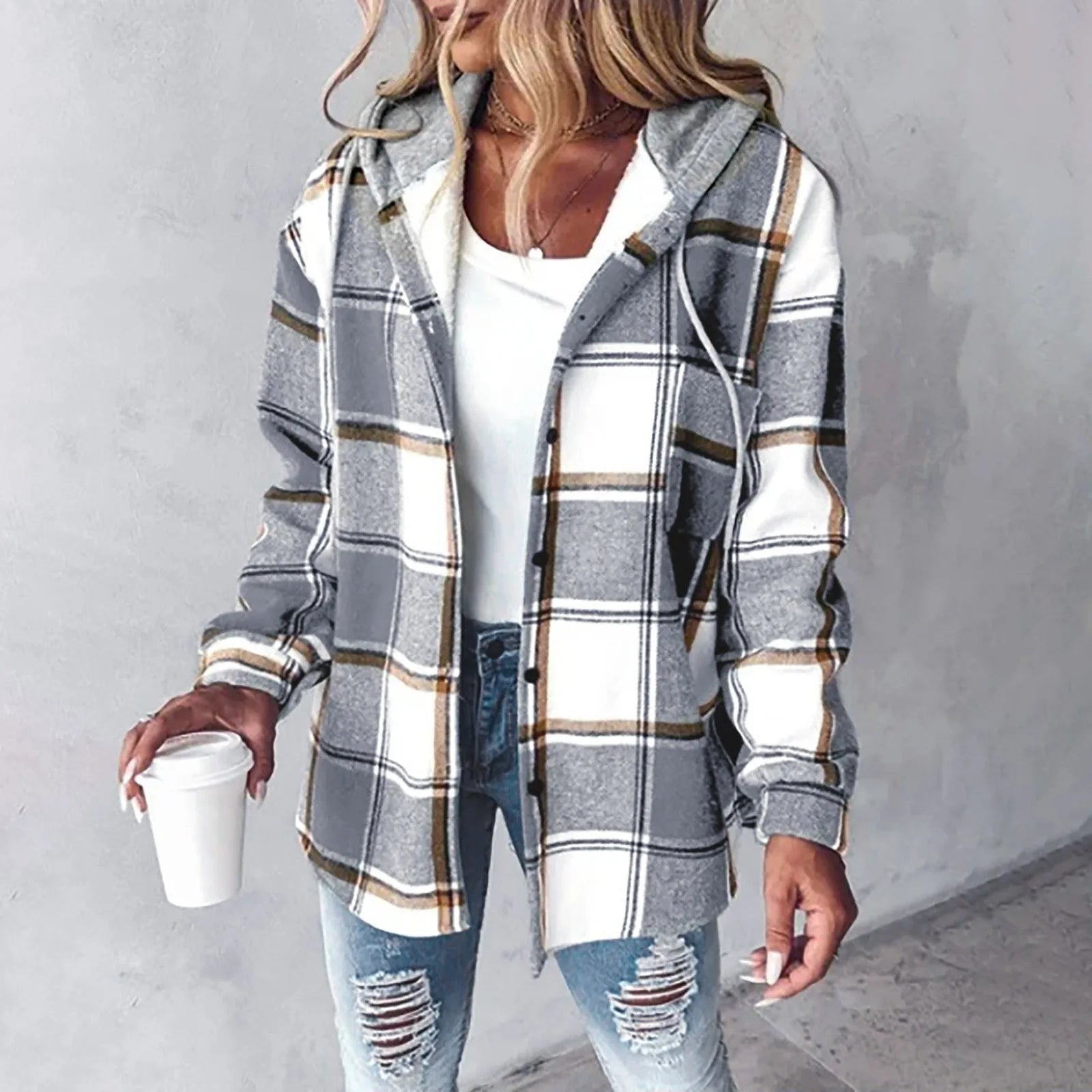 Bronwen | Women's Hooded Plaid Check Flannel Overshirt