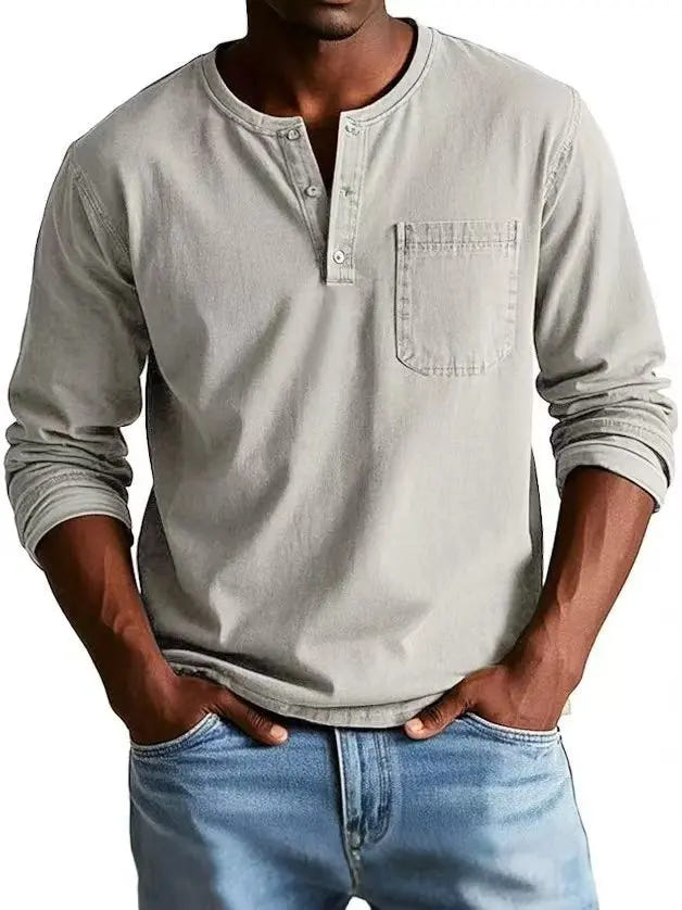 Rowan | Men's Vintage Washed Long Sleeve Henley Shirt