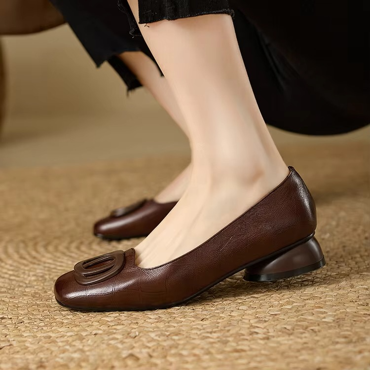 Blair | Square Toe Hardware Detail Low Block Heel Loafer