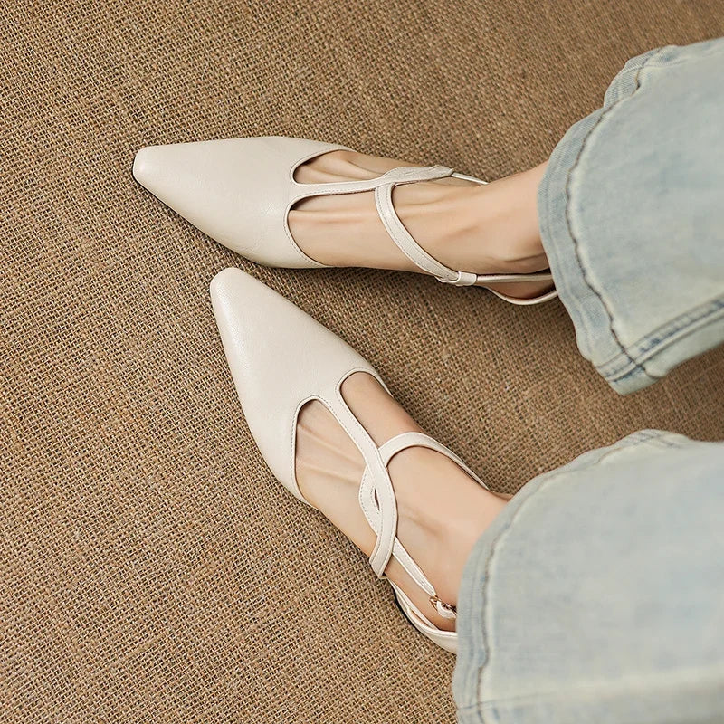 Lucienne | Women's Pointed Toe Crossover Strap Block Heel