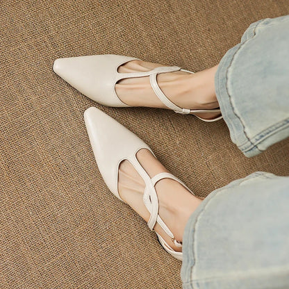 Lucienne | Women's Pointed Toe Crossover Strap Block Heel