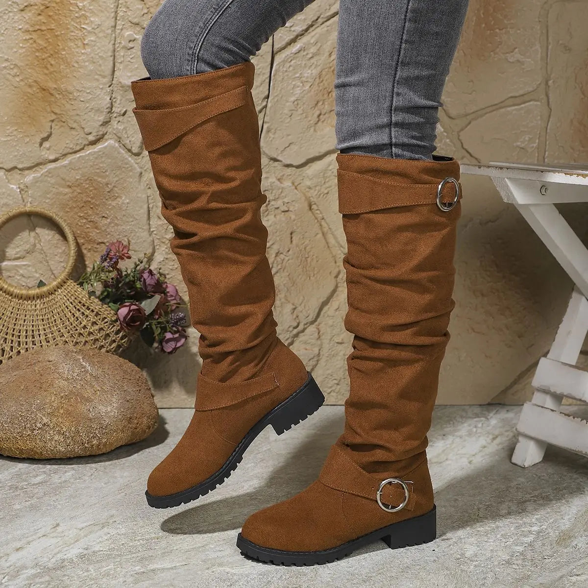 Maisie | Women's Slouchy Buckle Knee High Boot