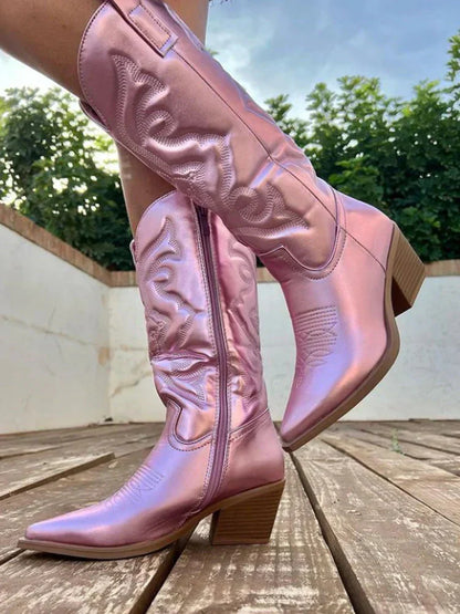 Delphie | Women's Metallic Embroidered Western Cowboy Boot