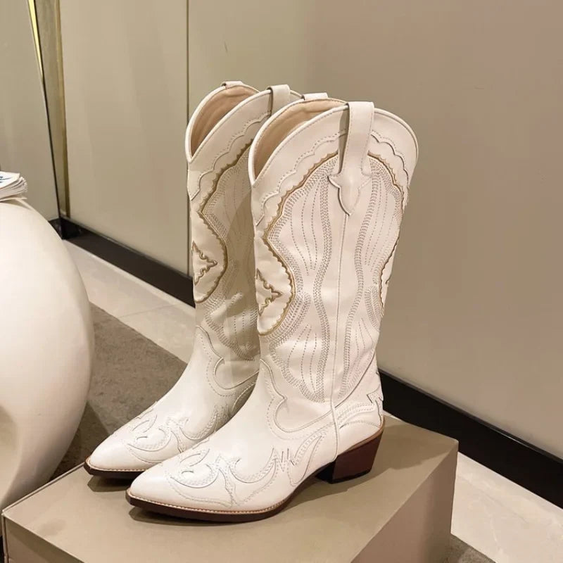 Wesley | Women's Western Embroidered Mid Calf Cowboy Boot