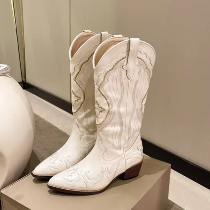 Wesley | Women's Western Embroidered Mid Calf Cowboy Boot
