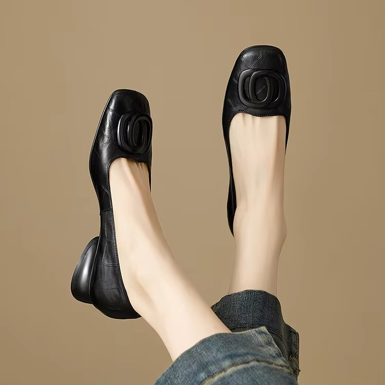 Blair | Square Toe Hardware Detail Low Block Heel Loafer