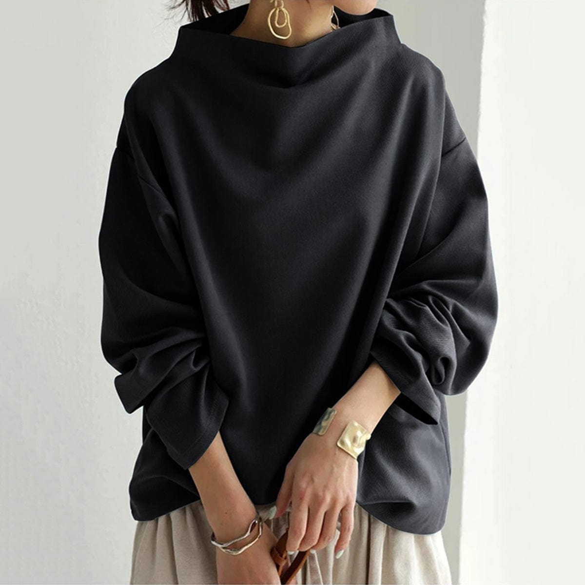 Wexley | Women's High-Neck Soft Knit Long Sleeve Top