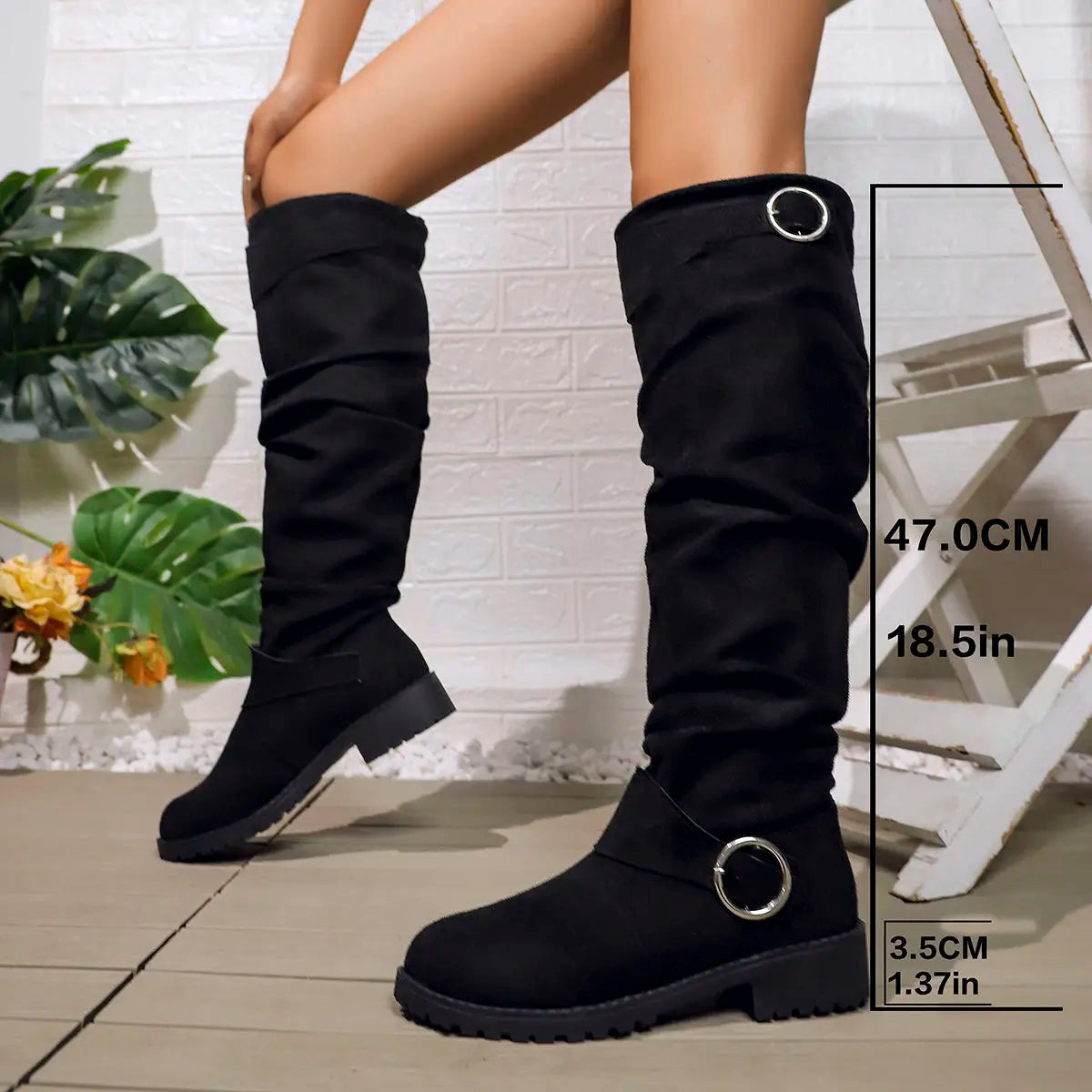 Maisie | Women's Slouchy Buckle Knee High Boot