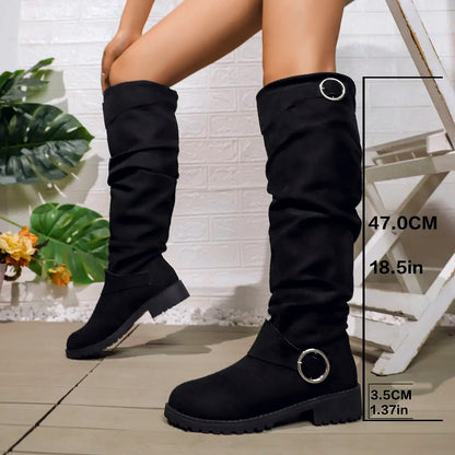 Maisie | Women's Slouchy Buckle Knee High Boot