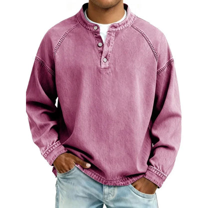 Stanley | Men's Vintage Denim Henley Long Sleeve Relaxed Shirt