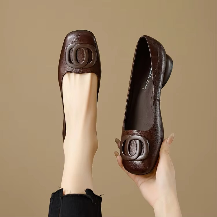 Blair | Square Toe Hardware Detail Low Block Heel Loafer