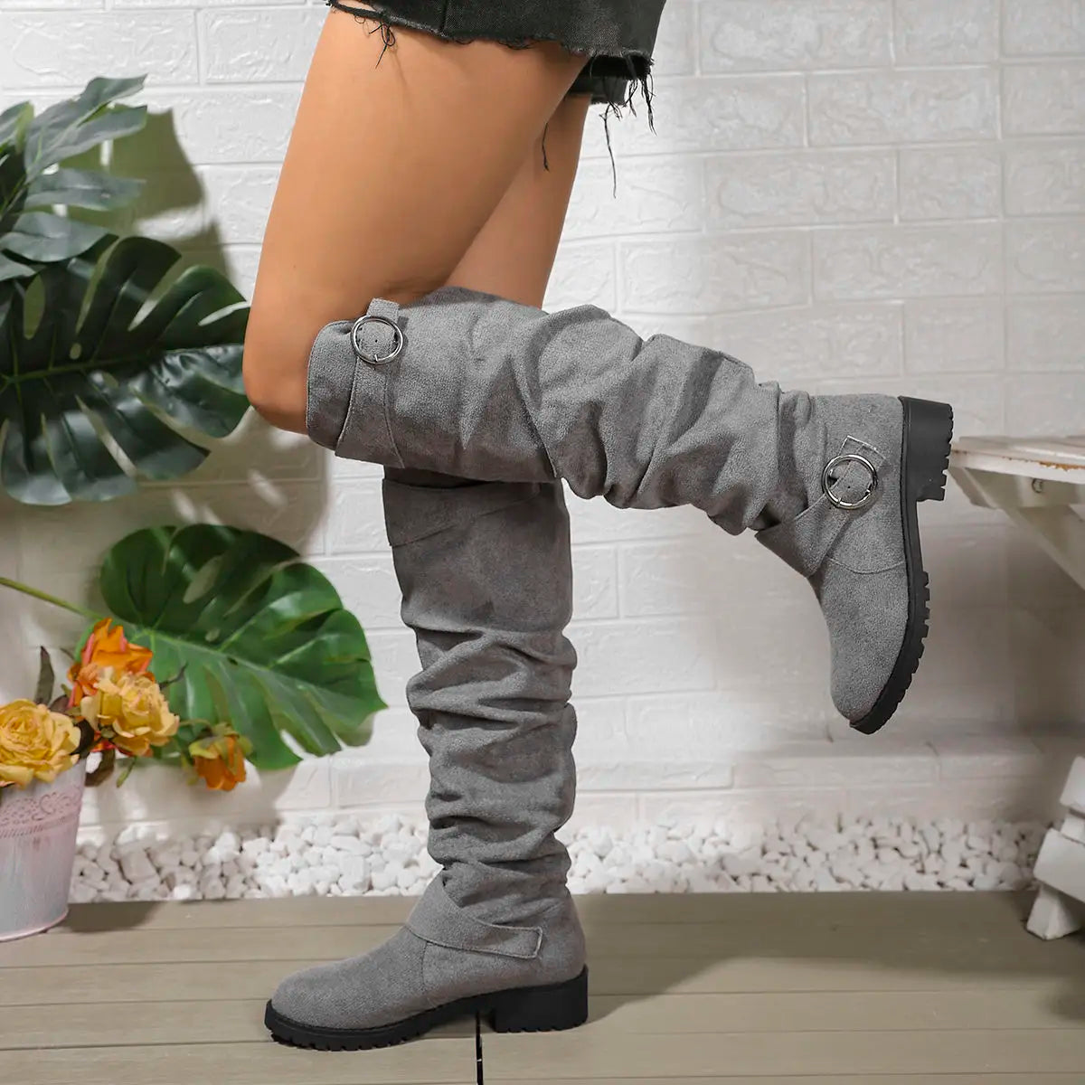 Maisie | Women's Slouchy Buckle Knee High Boot