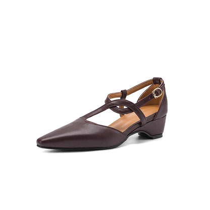 Lucienne | Women's Pointed Toe Crossover Strap Block Heel