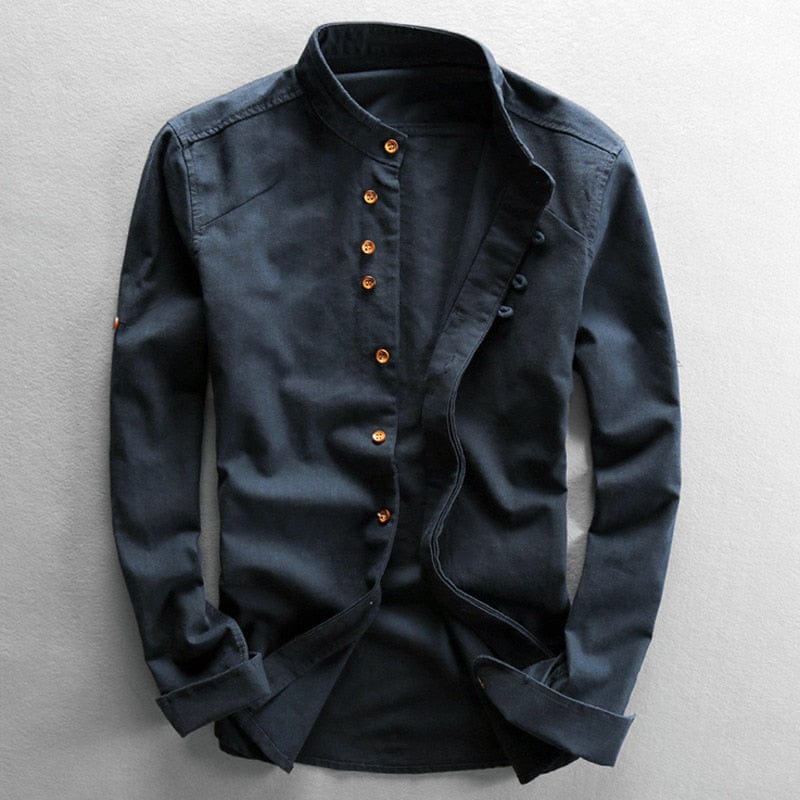 Kenzo | Men's Mandarin Collar Button-Up Long Sleeve Shirt